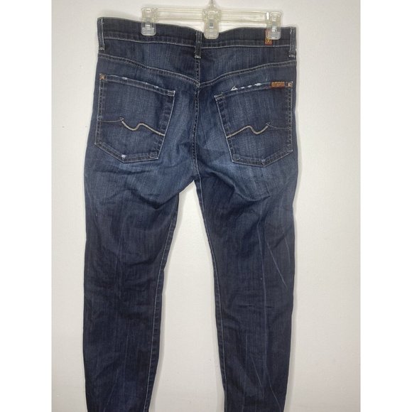 7 For All Mankind Mens Standard Straight Leg Button Fly Jeans Size 32 x 28 Dark - Picture 5 of 9